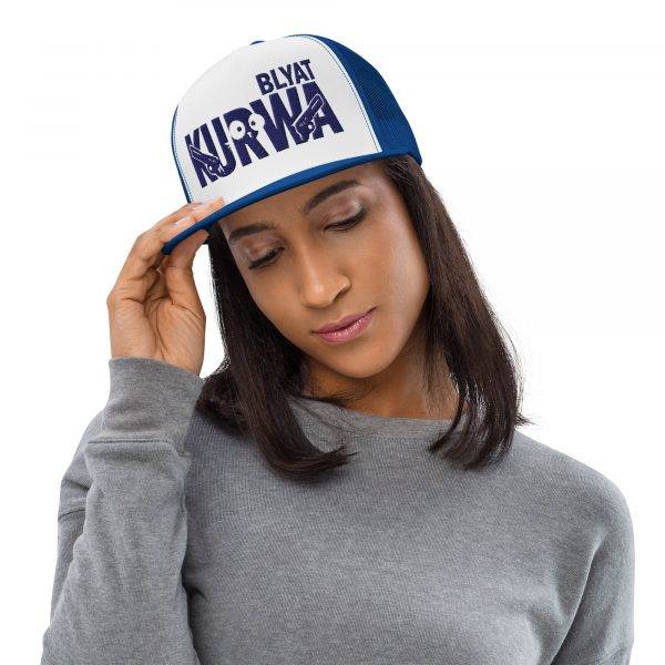 Casquette Trucker Premium  | KURWA BLYAT – Bleu