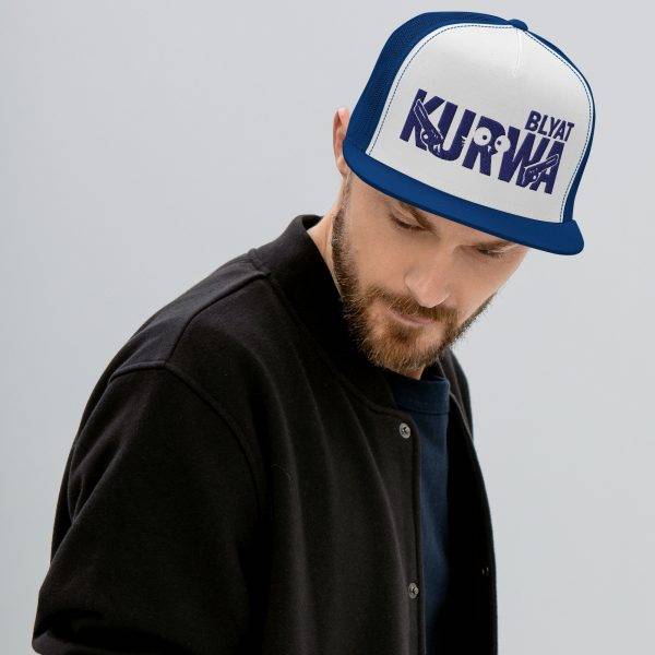 Casquette Trucker Premium  | KURWA BLYAT – Bleu